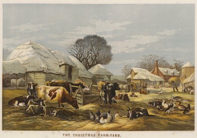 The Christmas Farm-Yard (chromolitho) av Edward Duncan
