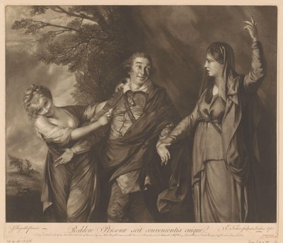 Porträtt av David Garrick mellan komedi och tragedi av Edward Fisher