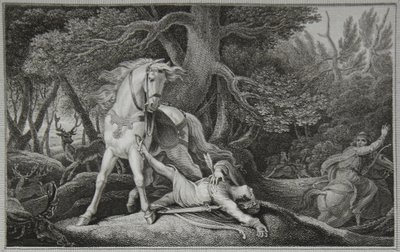 William Rufus död, graverad av Neagle, illustration från David Humes "The History of England", pub. av R. Bowyer, London av Edward Francis (after) Burney