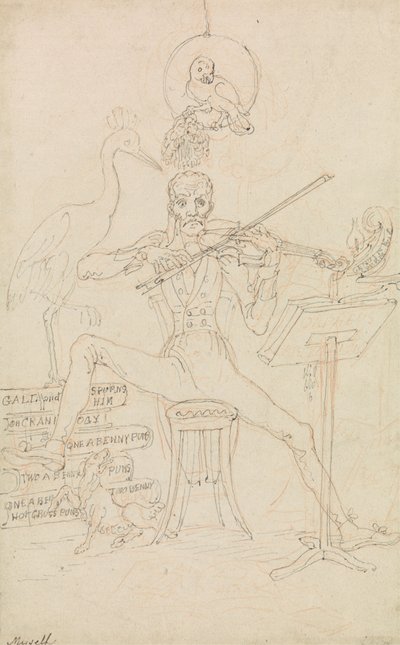 Karikatyr självporträtt av Edward Francis Burney