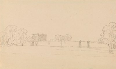 Avlägsen utsikt över Easton Neston, Northants av Edward Francis Burney