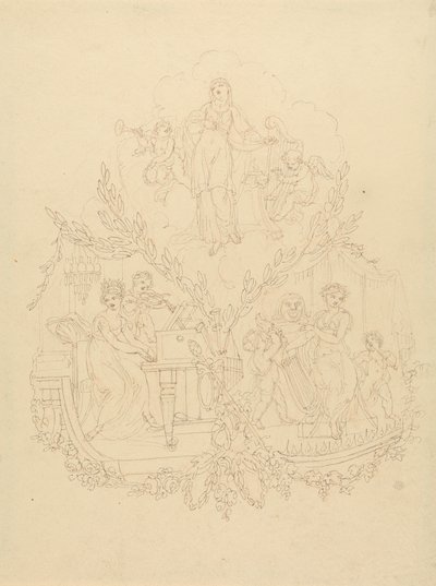 Kvinnliga figurer och Putti som spelar musikinstrument av Edward Francis Burney