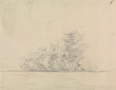Landskap med kyrkan av Edward Francis Burney