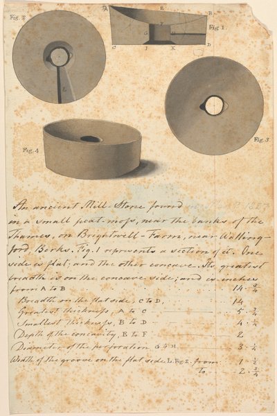 Studie av antik romersk kvarnsten (?) av Edward Francis Burney