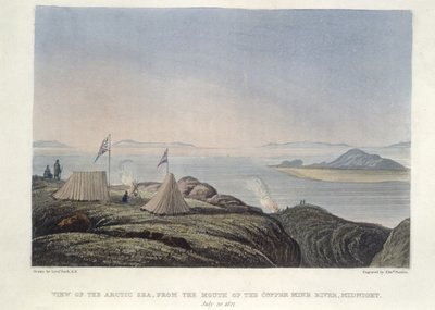 Utsikt över det arktiska havet, från mynningen av Coppermine River, midnatt den 20 juli av Edward Francis Finden