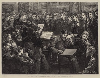 Konstnärernas soaré, en skiss på Hogarth Club av Edward Frederick Brewtnall