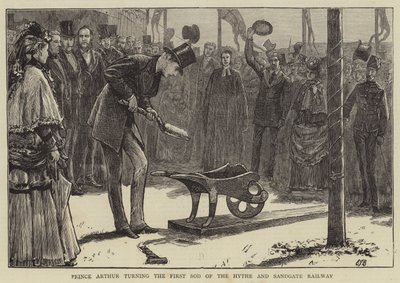 Prins Arthur tar första spadtaget på Hythe and Sandgate Railway av Edward Frederick Brewtnall