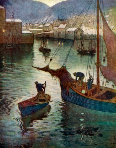 Hamnen, Polperro, Cornwall, 1924-1926 av Edward Frederick Ertz