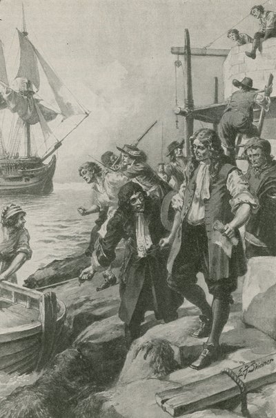 Winstanley bortförd av pirater (litografi) av Edward Frederick Skinner