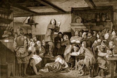George Fox predikar på en krog, ca 1650 av Edward Henry Wehnert