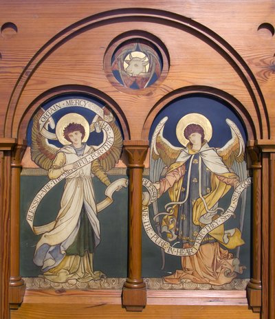 Garstang, St Thomas, Shrigley & Hunt (1873-1982), Edward Holmes Jewitt (1849-1929), Angel Reredos, ca 1877 av Edward Holmes Jewitt