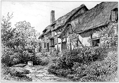 Anne Hathaways stuga vid Shottery, Stratford-upon-Avon, Warwickshire, 1885 av Edward Hull