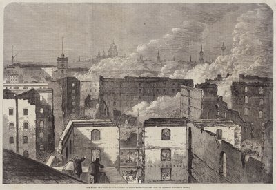 Ruinerna av den sena stora branden i Southwark av Edward Hull