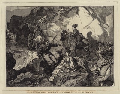 Holiday Sketches, ett stopp för vatten under en bestigning av Snowdon av Edward John Gregory