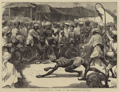 Indiska skisser, mänskliga tigrar på Muharram-festivalen av Edward John Gregory
