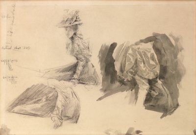 Skisser av en kvinna för Boulters Lock, söndag eftermiddag av Edward John Gregory
