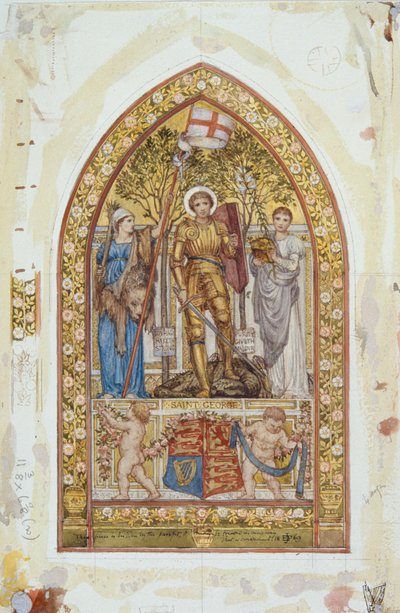 "Design för St George Mosaic with Marginal studies", 1869 av Edward John Poynter