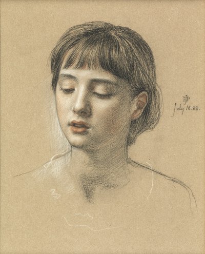 Huvud av en flicka, 1883 (krita på papper) av Edward John Poynter
