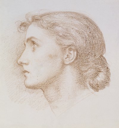 Huvudstudie av en ung kvinna, ca 1880 (krita på papper) av Edward John Poynter
