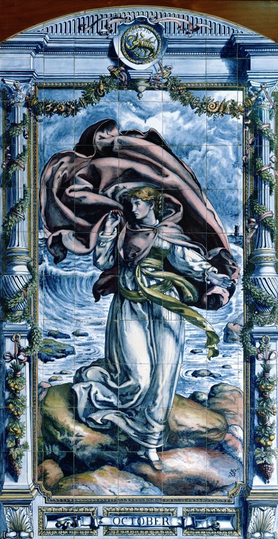 Oktober, från en serie kakelpaneler för det holländska köket, 1867-8 av Edward John Poynter