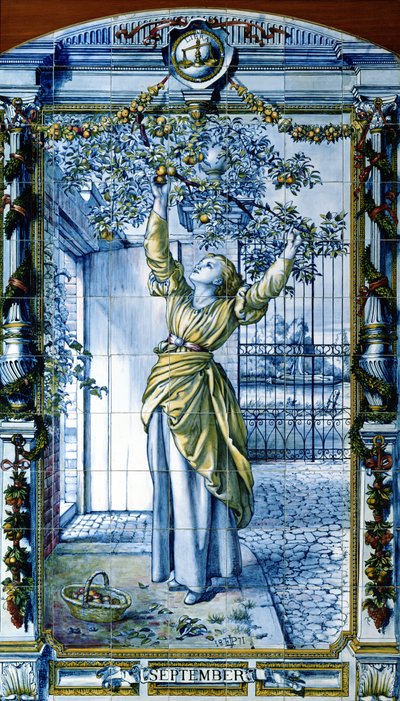 september, från en serie kakelpaneler för det holländska köket av Edward John Poynter