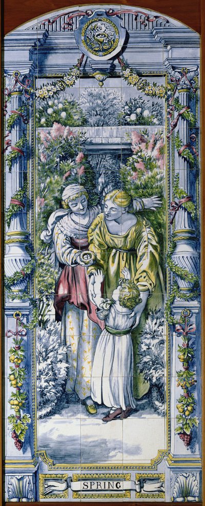 Spring, från en serie kakelpaneler, designade av Sir Edward Poynter och gjorda av Minton, Campbell and Company, för Dutch Kitchen, 1867-8 (keramik) av Edward John Poynter