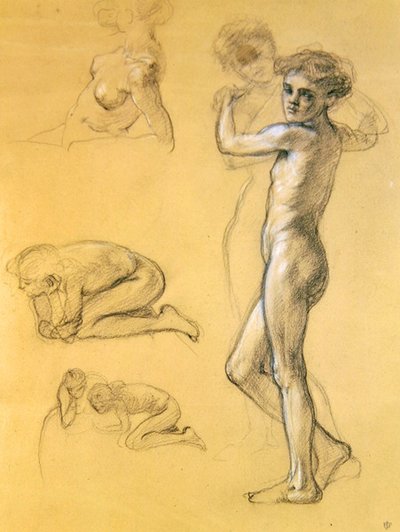 Study for Idle Fears (III), 1893 (krita på papper) av Edward John Poynter