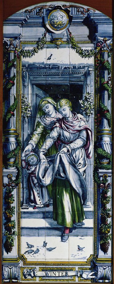 Winter, från en serie kakelpaneler, designade av Sir Edward Poynter och gjorda av Minton, Campbell and Company, för Dutch Kitchen, 1867-8 (keramik) av Edward John Poynter