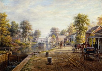Scen längs Delaware och Hudson Canal, 1907 av Edward Lamson Henry