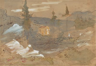 Ett helgedom nära Khania på Kreta, Grekland av Edward Lear
