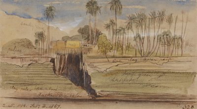 Mellan Ibreem och Wady Halfeh, kl. 14.45, 2 februari 1867 (328) av Edward Lear