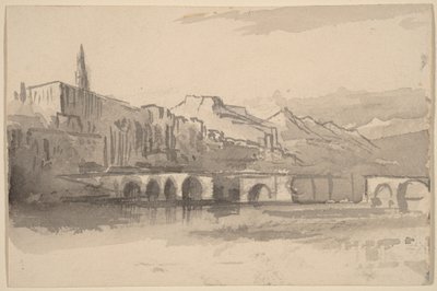 Bro med berg i fjärran (Ventimiglia) av Edward Lear