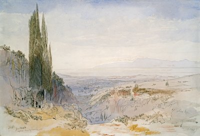 Korfu, Nimphes, 1856 (penna & bläck och wc på papper) av Edward Lear