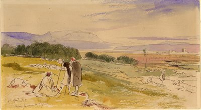 Avlägsen utsikt över Janina (bläck, penna och wc på papper) av Edward Lear