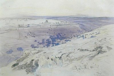 Jerusalem, 24-28 april 1858 (penna, bläck och akvarell på papper) av Edward Lear