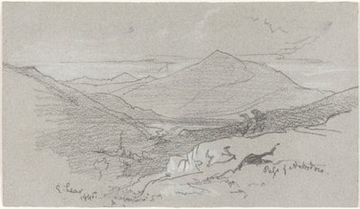 Bergsutsikt från Antrodoco, 1845. av Edward Lear