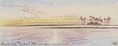 I närheten av Gezir Shendowiel; solnedgång, kl. 17.22, den 10 januari 1867 (121) av Edward Lear