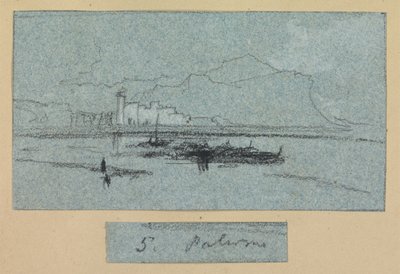 Palermo, från Views of Sicily (krita och gouache på blått papper) av Edward Lear
