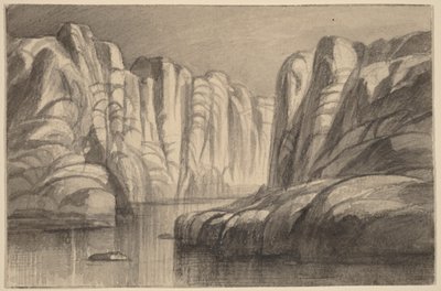 Flod som slingrar sig genom en klippformation (Philae, Egypten) av Edward Lear