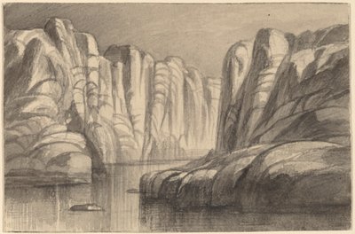 Flod som slingrar sig genom en klippformation Philae, Egypten, 18841885. av Edward Lear