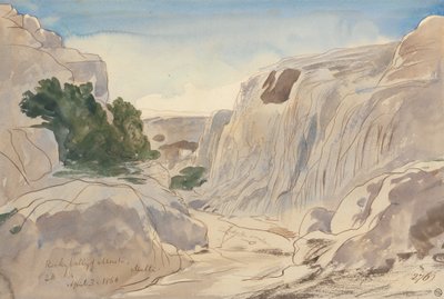 Klippiga dalen i Mosta, Malta, kl. 14.15 (3 april 1866) av Edward Lear