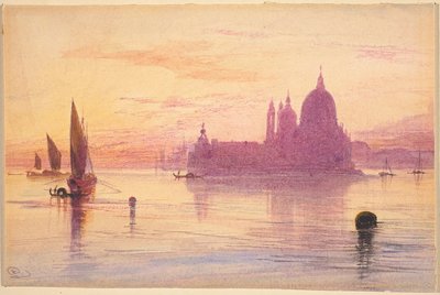 Santa Maria della Salute, Venedig, vid solnedgången av Edward Lear