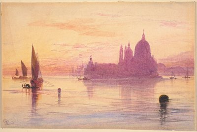 Santa Maria della Salute, Venedig, vid solnedgången av Edward Lear