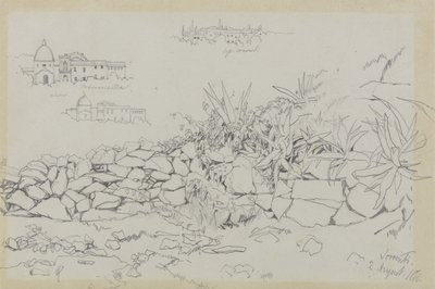 Sorrento, 2 augusti 1838 (grafit på grått vävt papper) av Edward Lear