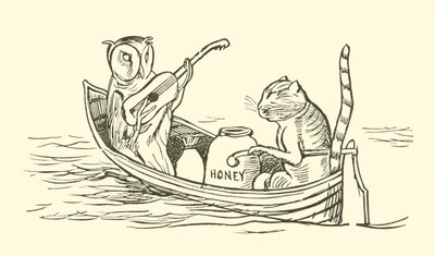 Uggla och fittkatten (gravyr) av Edward Lear