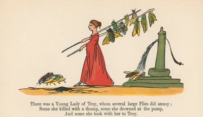 Det fanns en ung dam från Troja, som flera stora flugor irriterade, från 