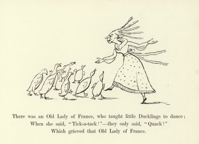 Det fanns en gammal dam i Frankrike som lärde små ankungar att dansa. av Edward Lear