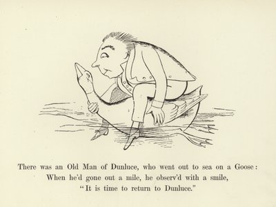 Det var en gammal man från Dunluce, som gick ut på havet på en gås av Edward Lear