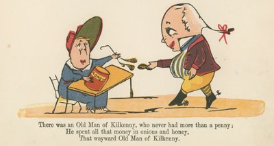 Det fanns en gammal man från Kilkenny, som aldrig hade mer än ett öre, från "A Book of Nonsense", utgiven av Frederick Warne and Co., London, ca 1875 av Edward Lear