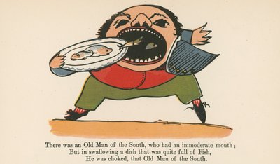 Det var en gammal man från södern, som hade en omåttlig mun, från "A Book of Nonsense", utgiven av Frederick Warne and Co., London, ca 1875 av Edward Lear